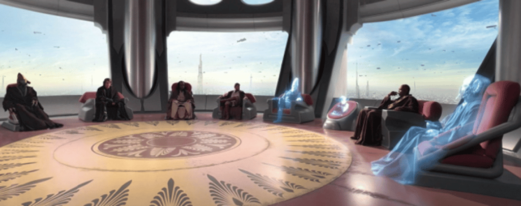 Jedi Council Sitting In A Meeting